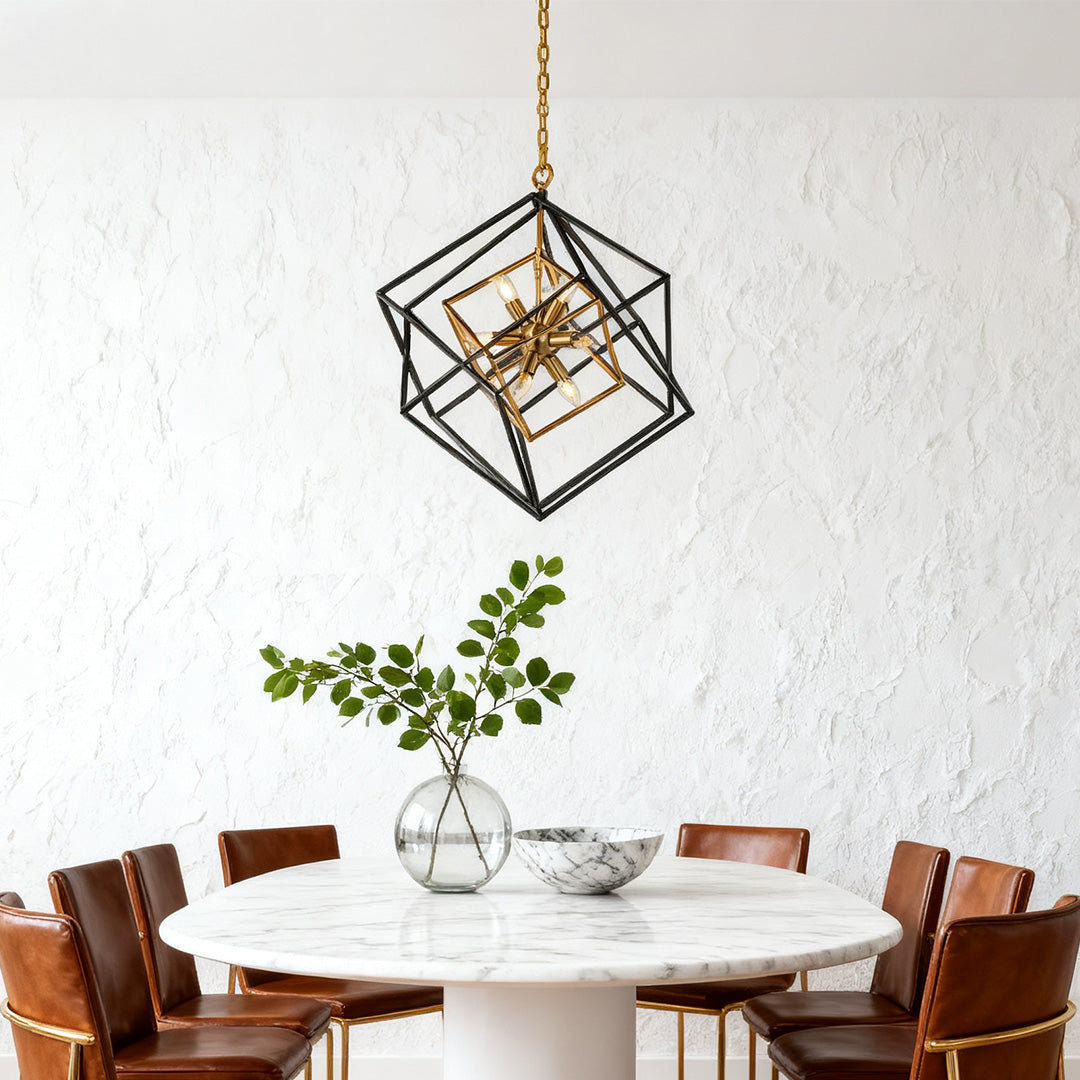 Industrial Dual-Color Iron Square Pendant