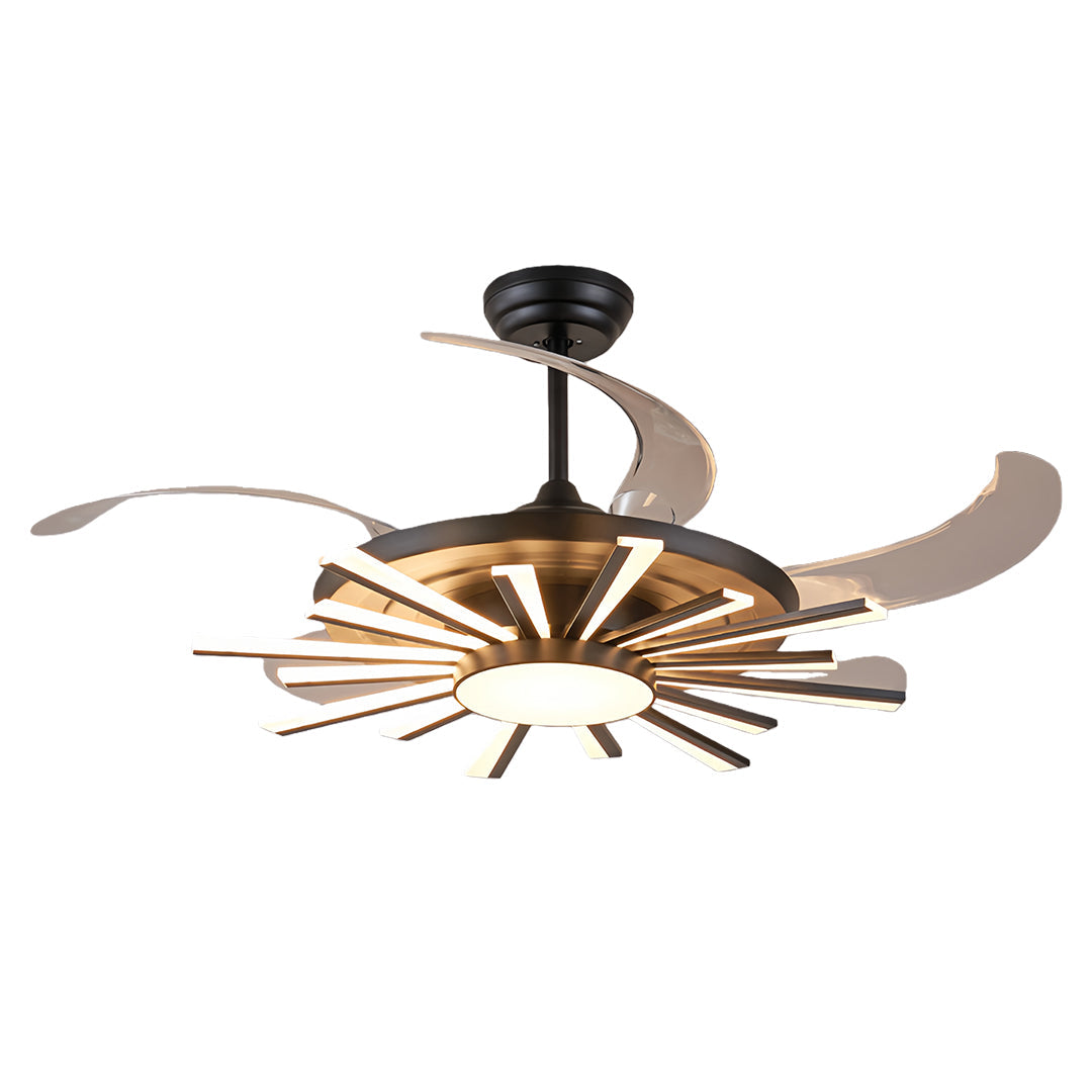 Modern Black Ceiling Fan with Light Luxury Multi-head Iron Body Light