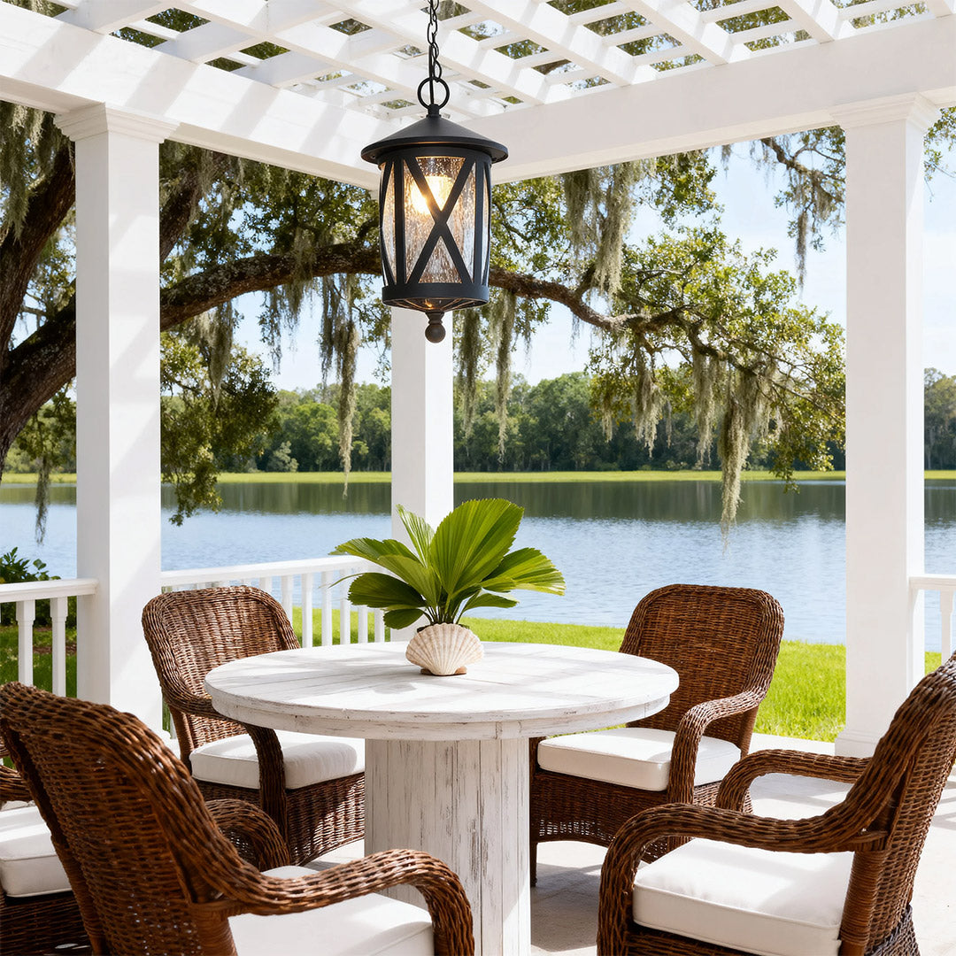 Black Outdoor Pendant Light Classic Adjustable Chain Ceiling Lights