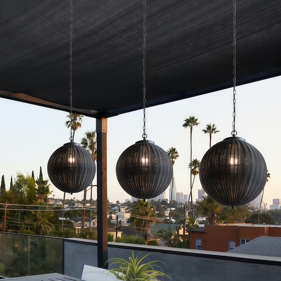 Black Woven Pendant Light Outdoor Waterproof Ceiling Light