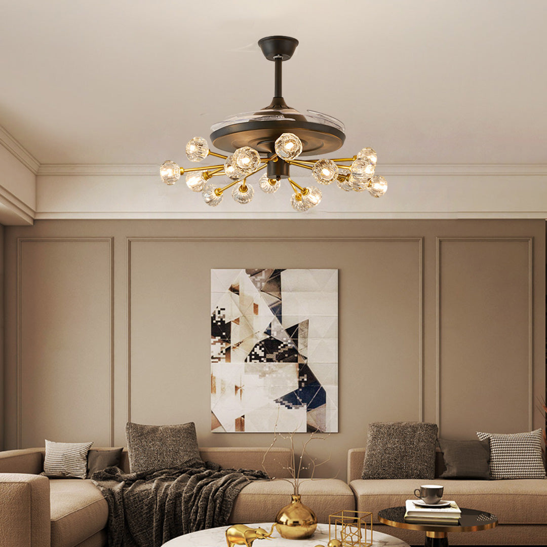 Ceiling Fan With Multiple Lights Nordic Crystal Invisible Ceiling Fan