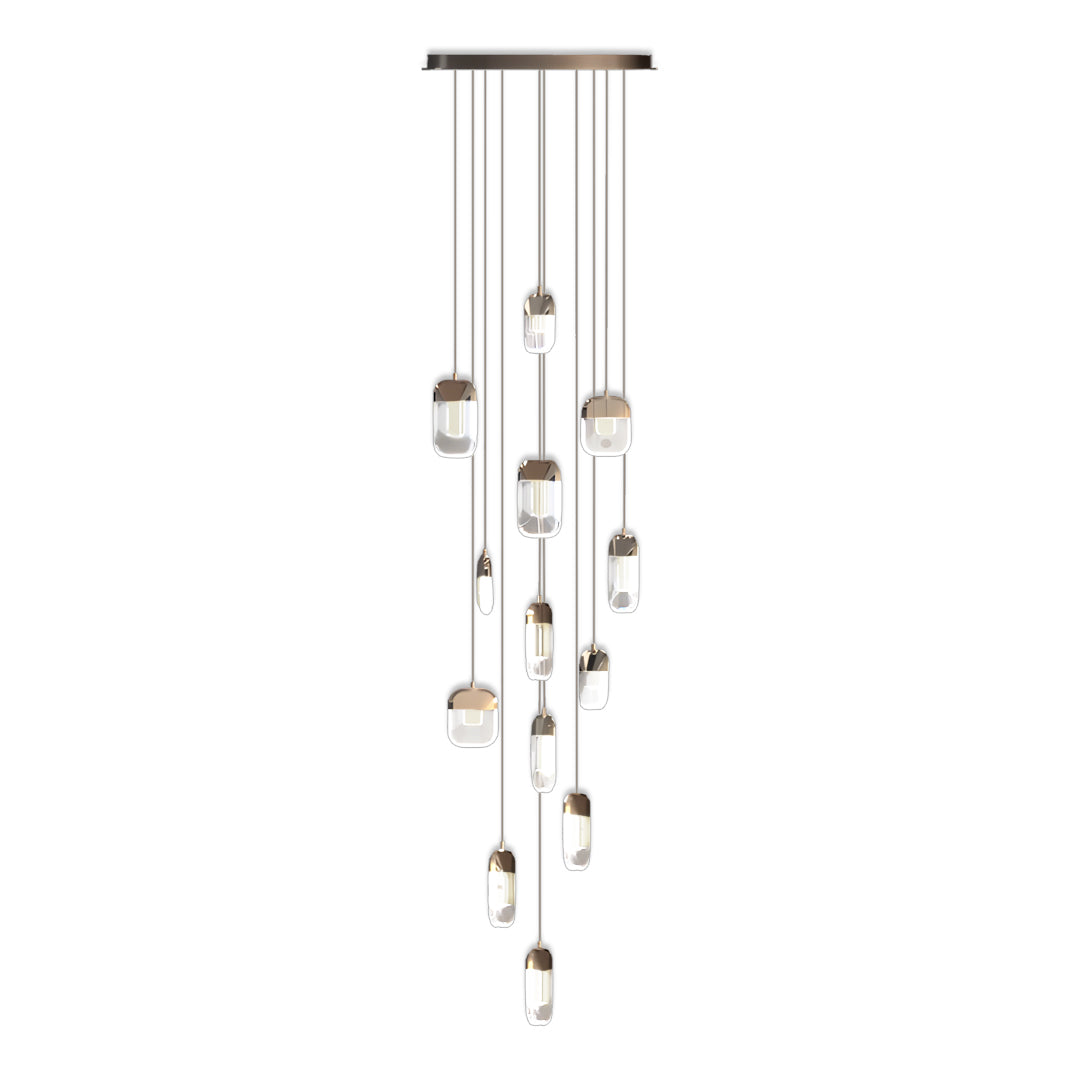 Chandelier for Staircase Full Copper Luxury Crystal Ceiling Light