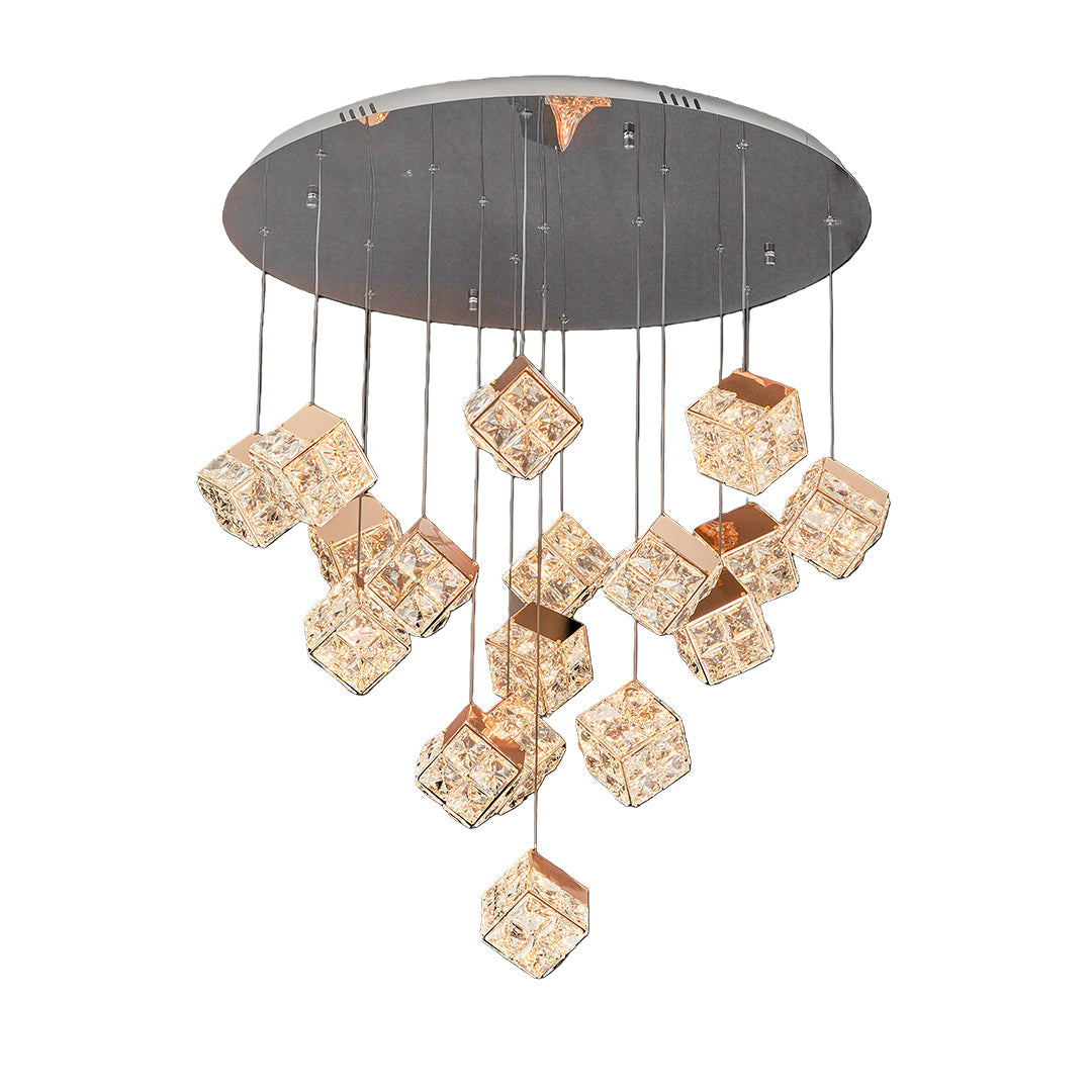 Chandelier with Crystals Rubik's Cube Luxury Ceiling Light
