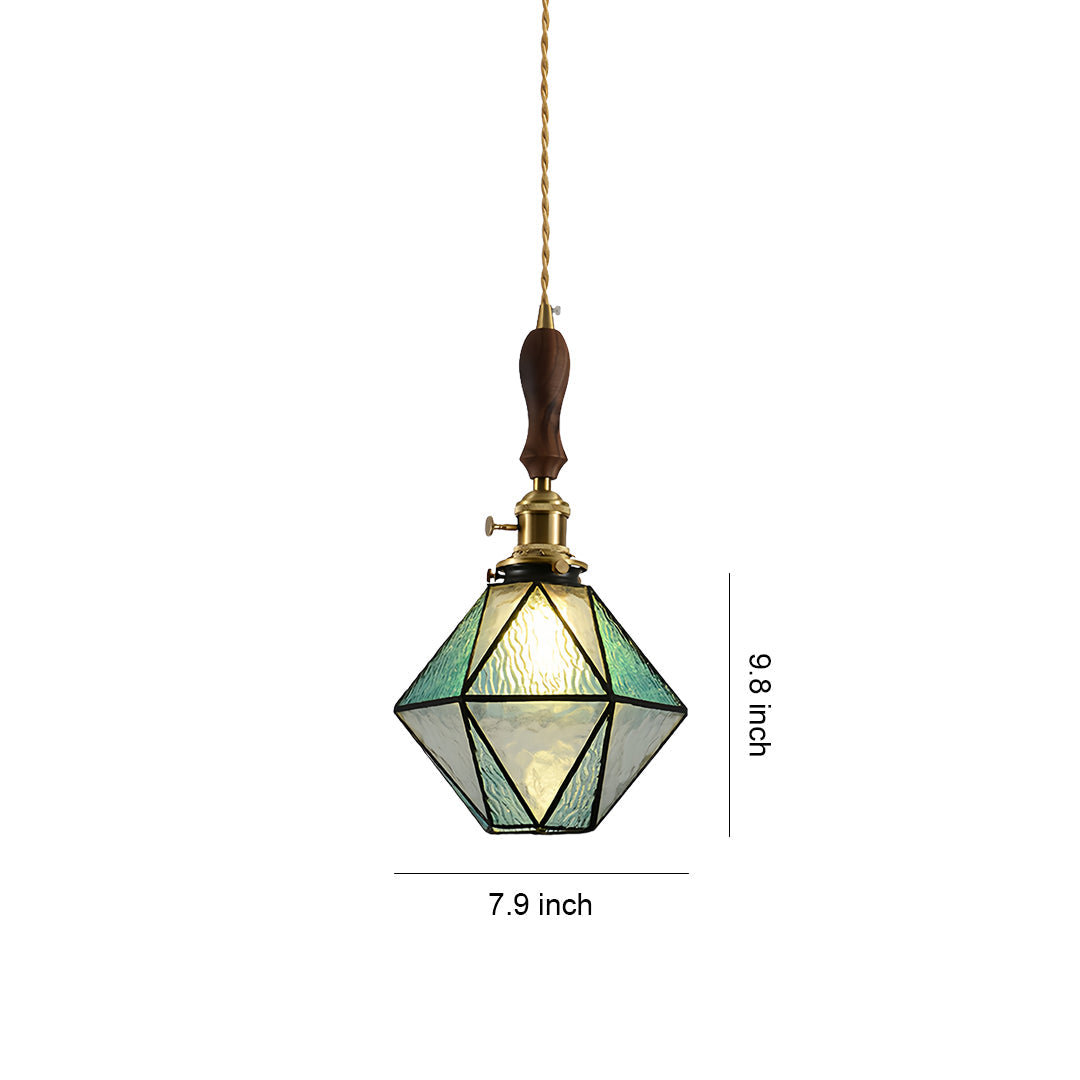 Diamond-shaped Pendant Light Vintage Brass Ceiling Light