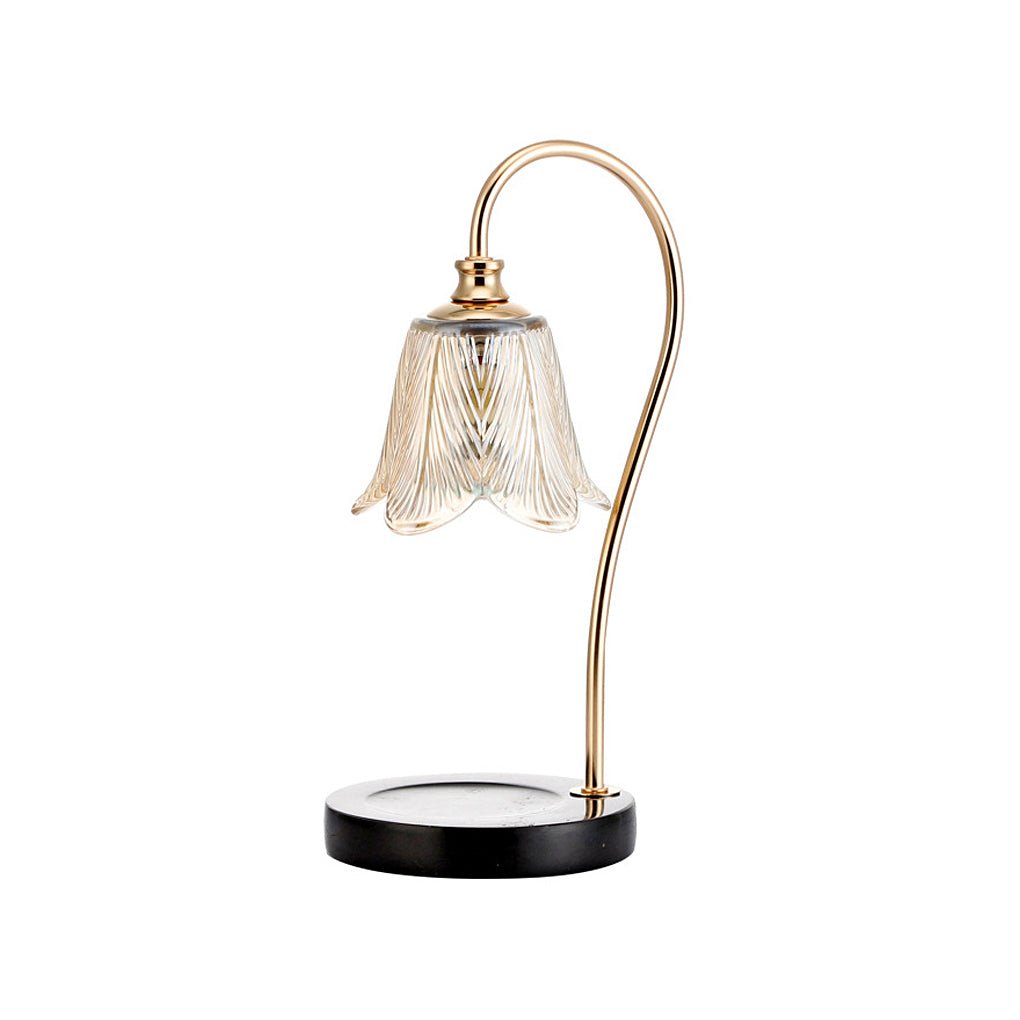 Elegant Floral Glass Home Office Desk Lamp with Cup-Holder Base for Reading or Decor