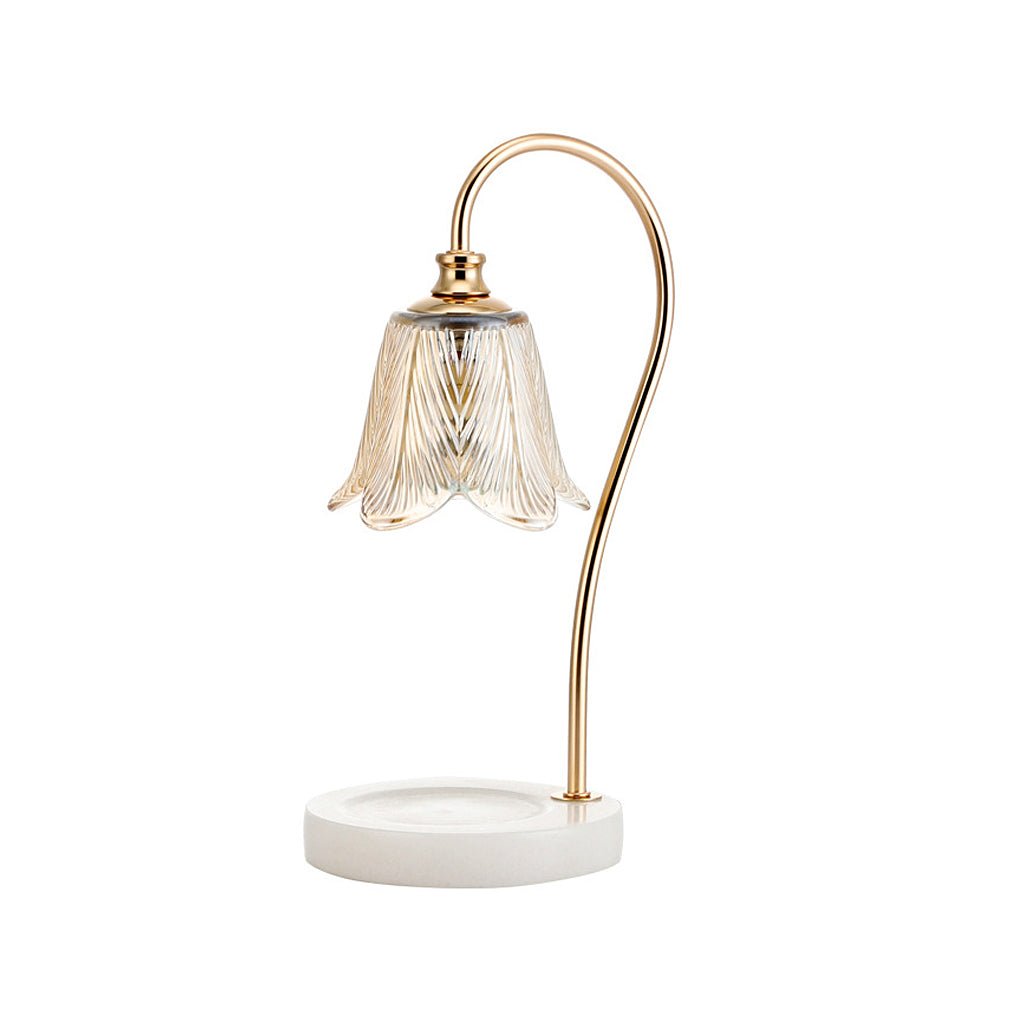 Elegant Floral Glass Home Office Desk Lamp with Cup-Holder Base for Reading or Decor