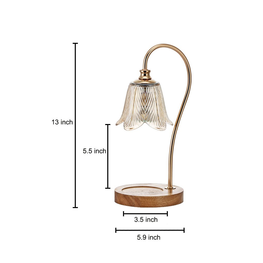 Elegant Floral Glass Home Office Desk Lamp with Cup-Holder Base for Reading or Decor