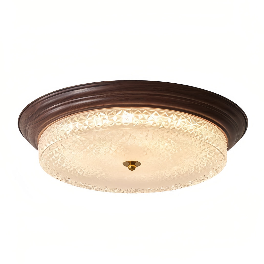Flush Mount Dome Light American Vintage Ribbed Glass Ceiling Light