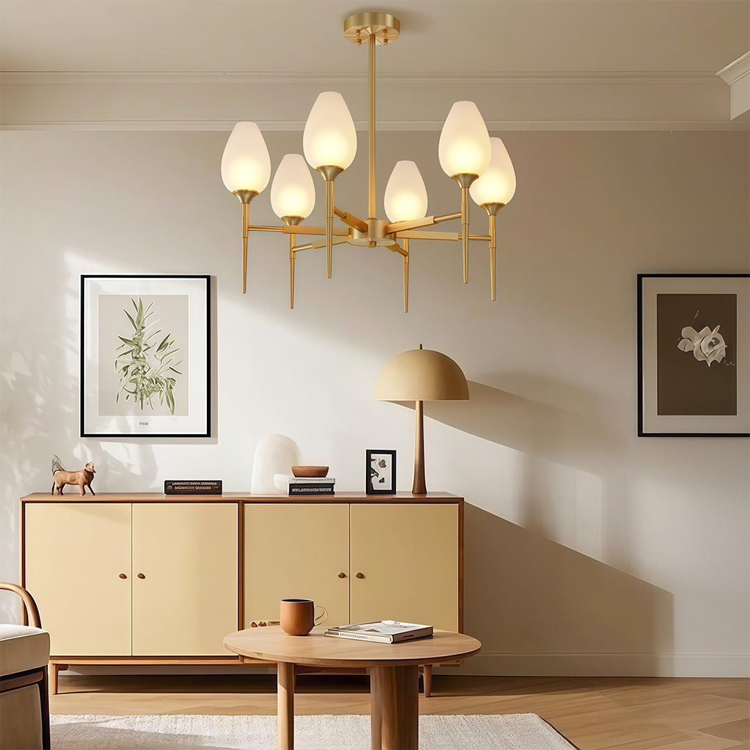 Glass Modern Chandelier Luxury Brass Minimalist Ceiling Light