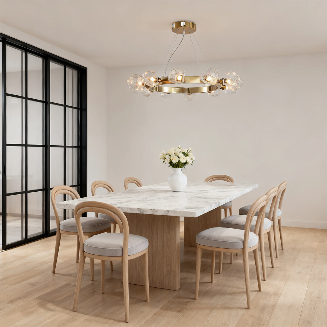 Gold Round Polished Brass Ring Chandelier