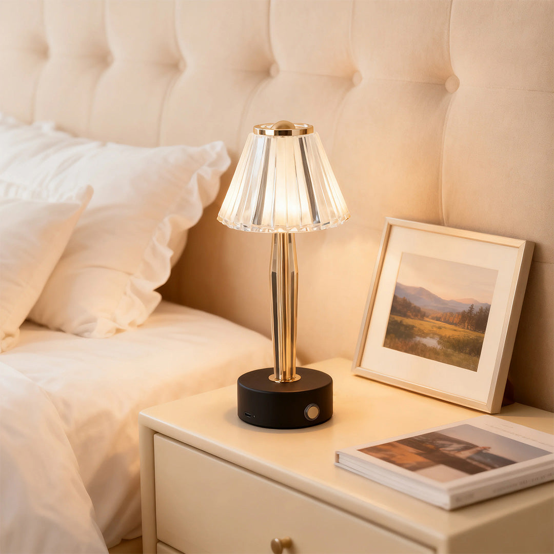 Classic Table Lamp USB Touch Control Iron Body and Acrylic Shade Light