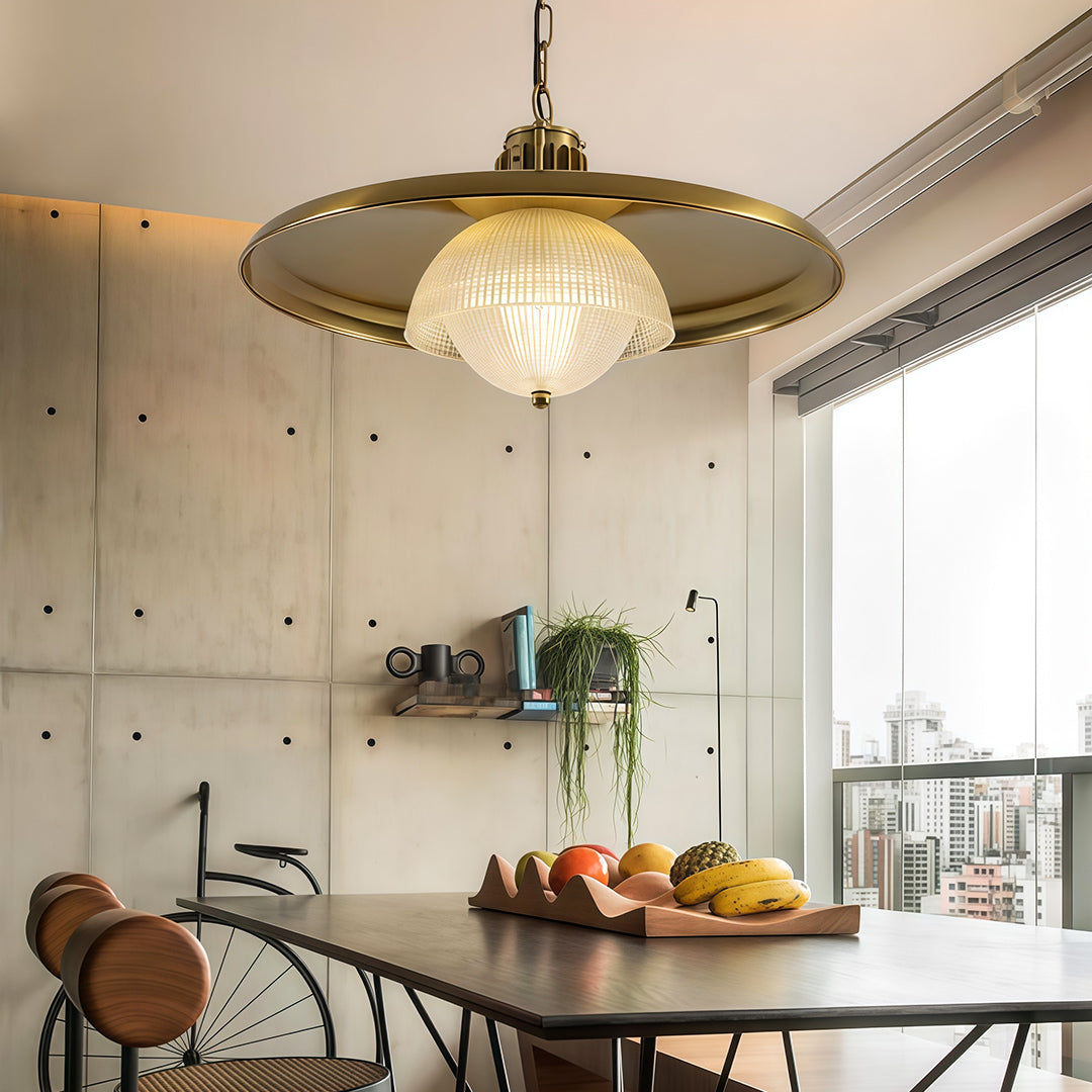 Iron Pendant Light Fixture Copper Color Adjustable Ceiling Light