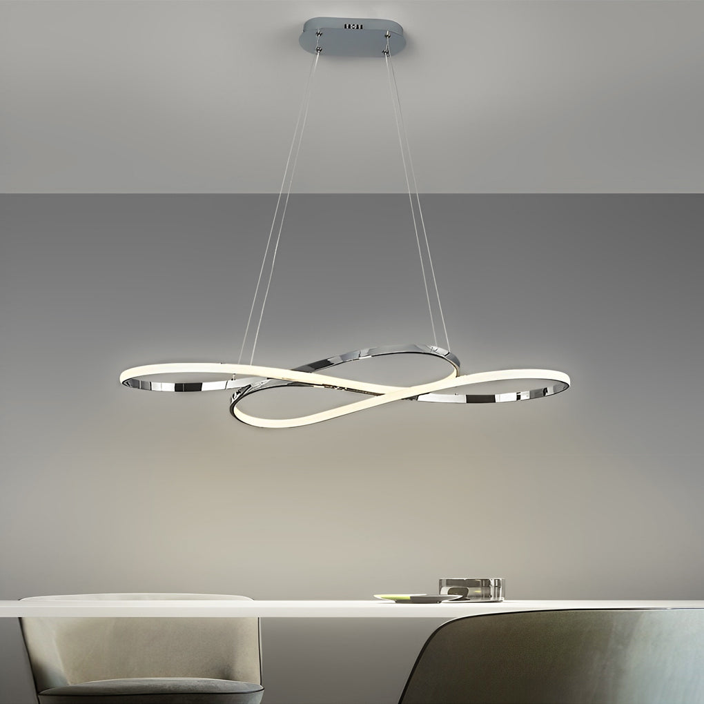 [Open-Box] Wavy Double 8-shaped LED Stepless Dimming Nordic Chandelier Hanging Lamp
