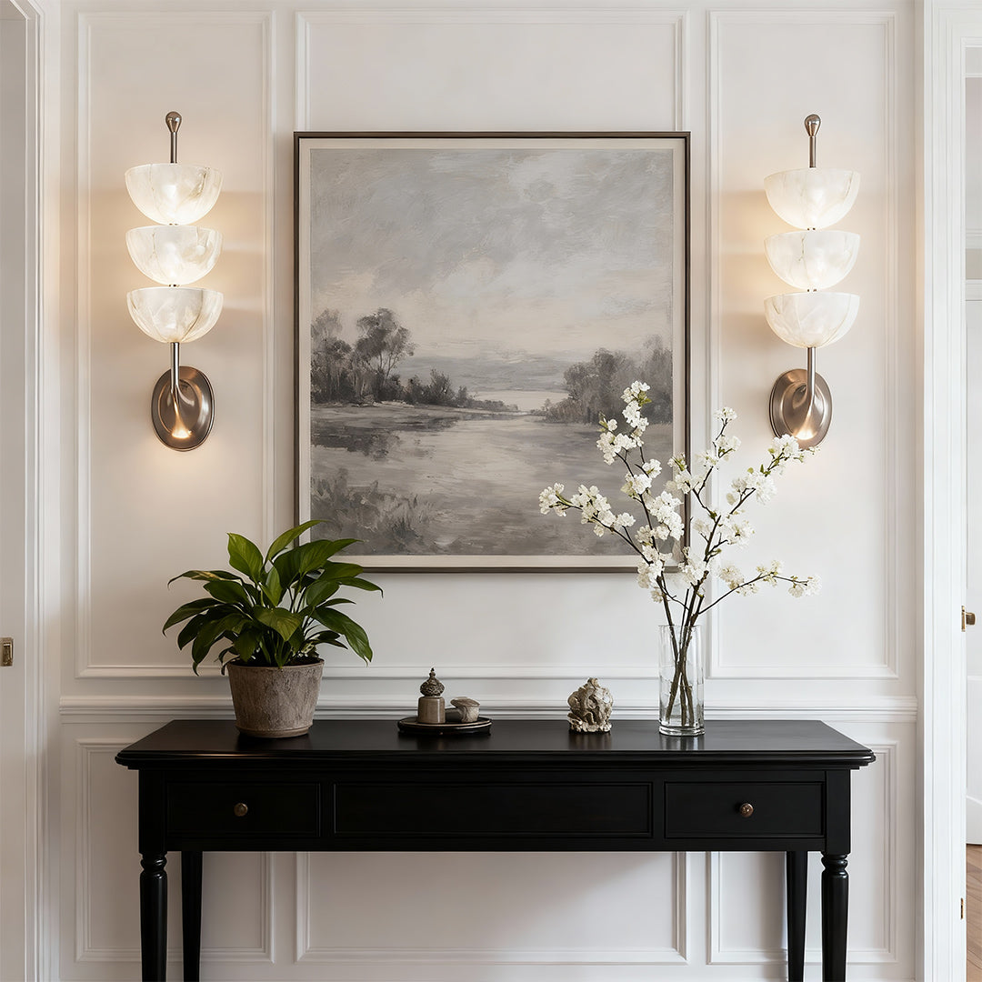 Modern LED Wall Lights Minimalist Copper Marble Lamp