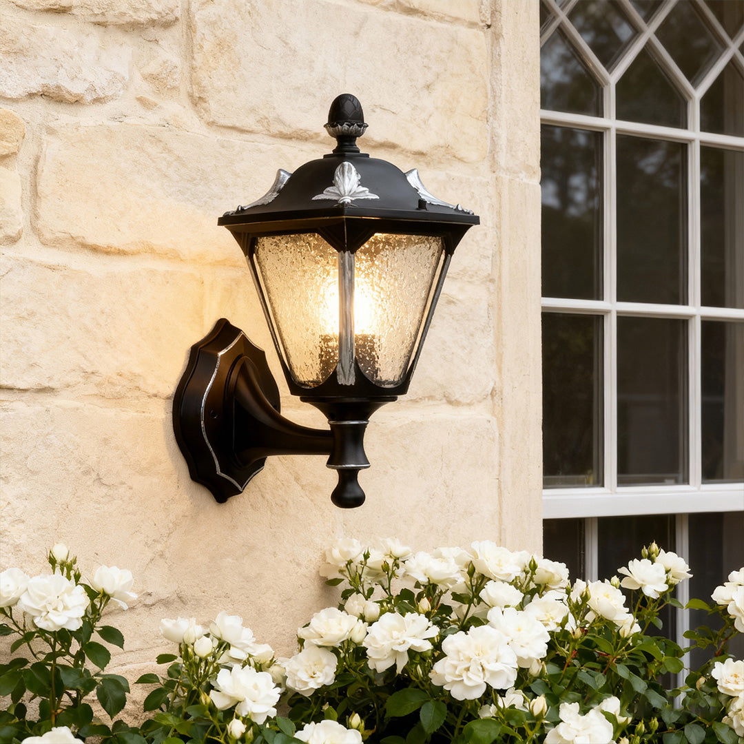 Outdoor Light for Wall Weatherproof Glass Shade Classic Aluminum Lamp