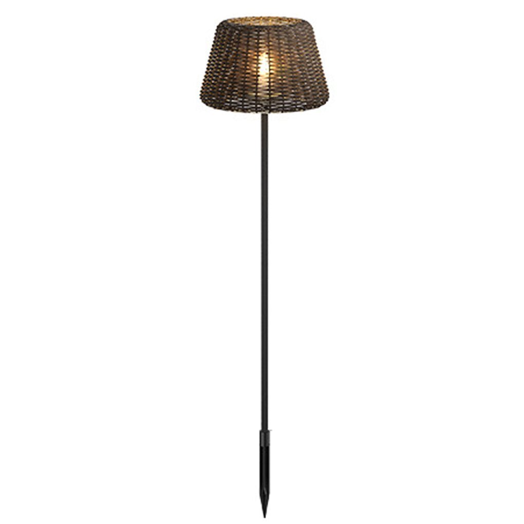 Elegant Rattan Shade LED Outdoor Floor Lamp Pendant Light with Stake and Open-Top Design