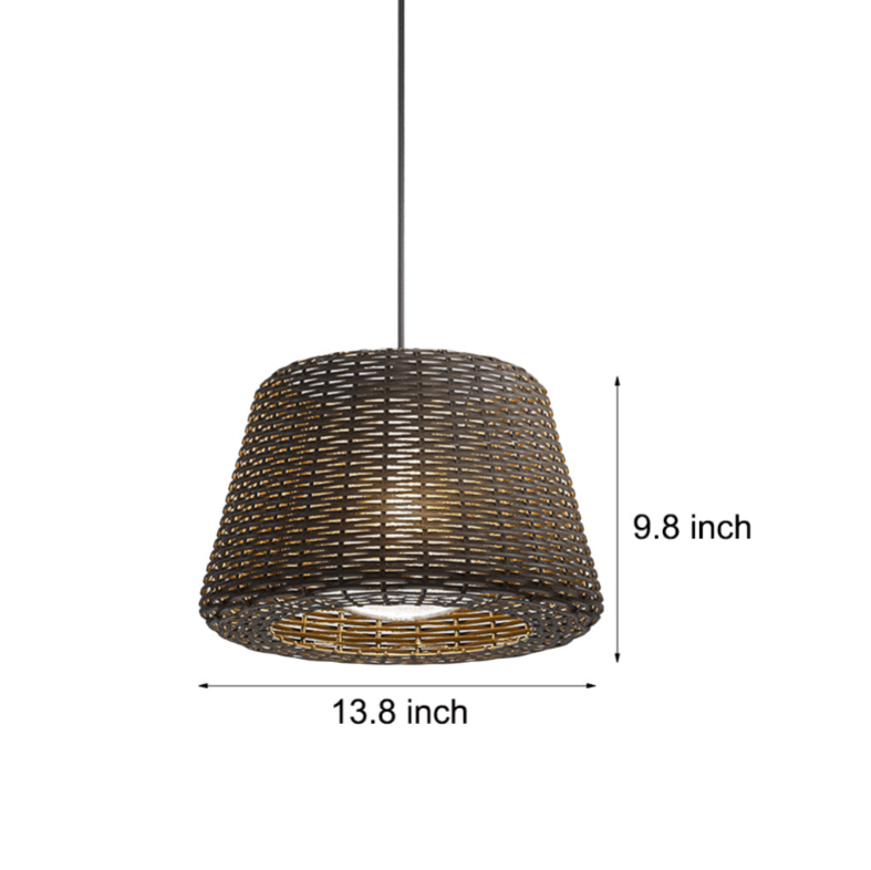 Elegant Rattan Shade LED Outdoor Floor Lamp Pendant Light with Stake and Open-Top Design