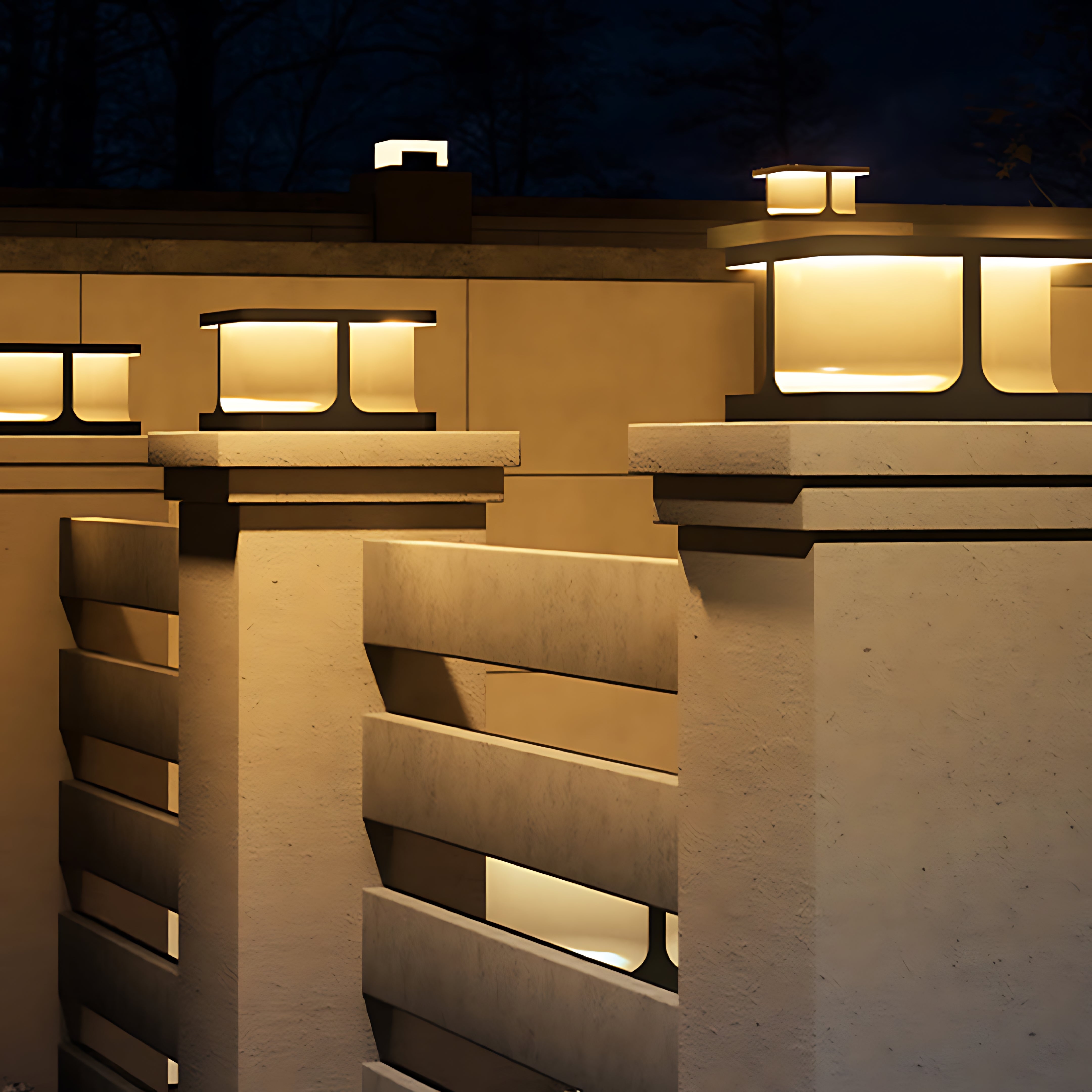 Modern Square Pillar Lights Waterproof Stainless Steel Courtyard