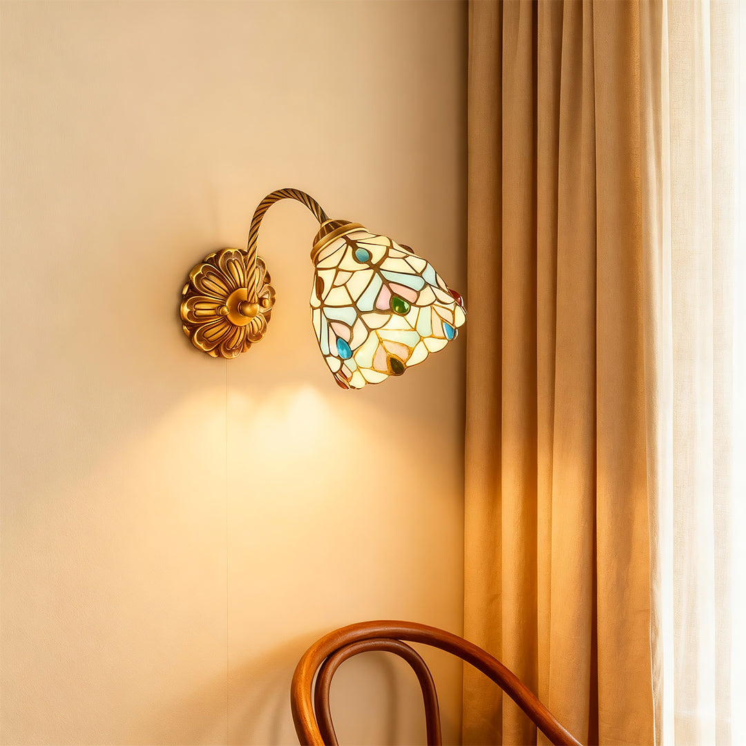 Stained Glass Wall Sconce Lighting American Country-Style Lamp
