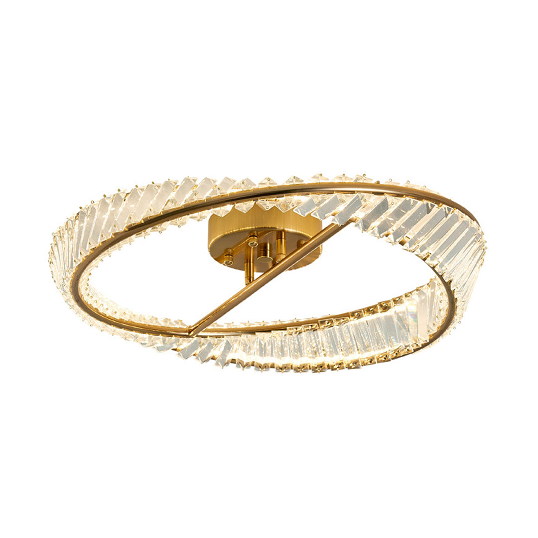 Mobius Light Fixture Luxury Gold Ring Flush Mount Crystal Light