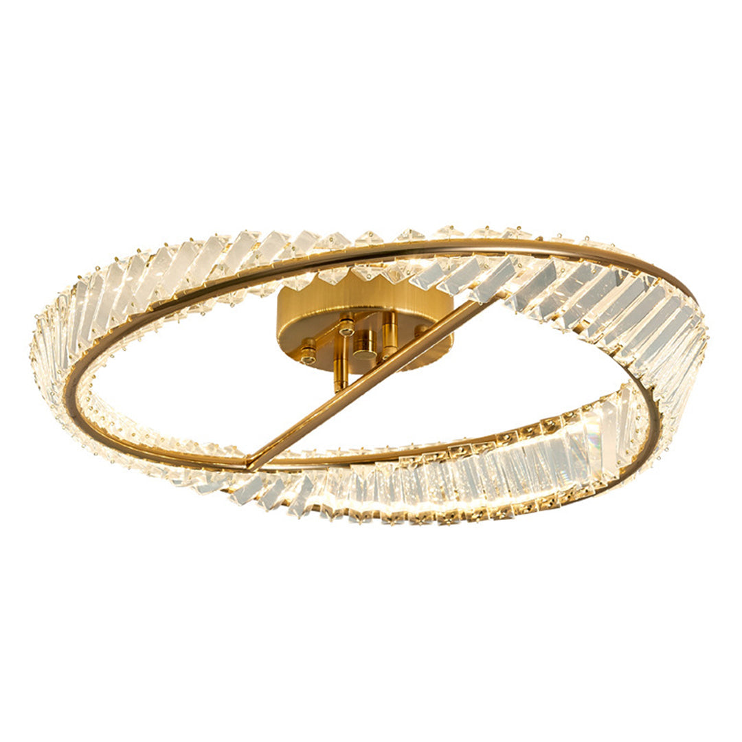 Mobius Light Fixture Luxury Gold Ring Flush Mount Crystal Light