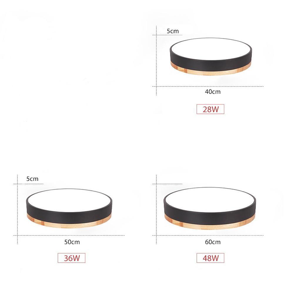 Circular Drum Flush Mount Light Metal Wood LED Ceiling Lights