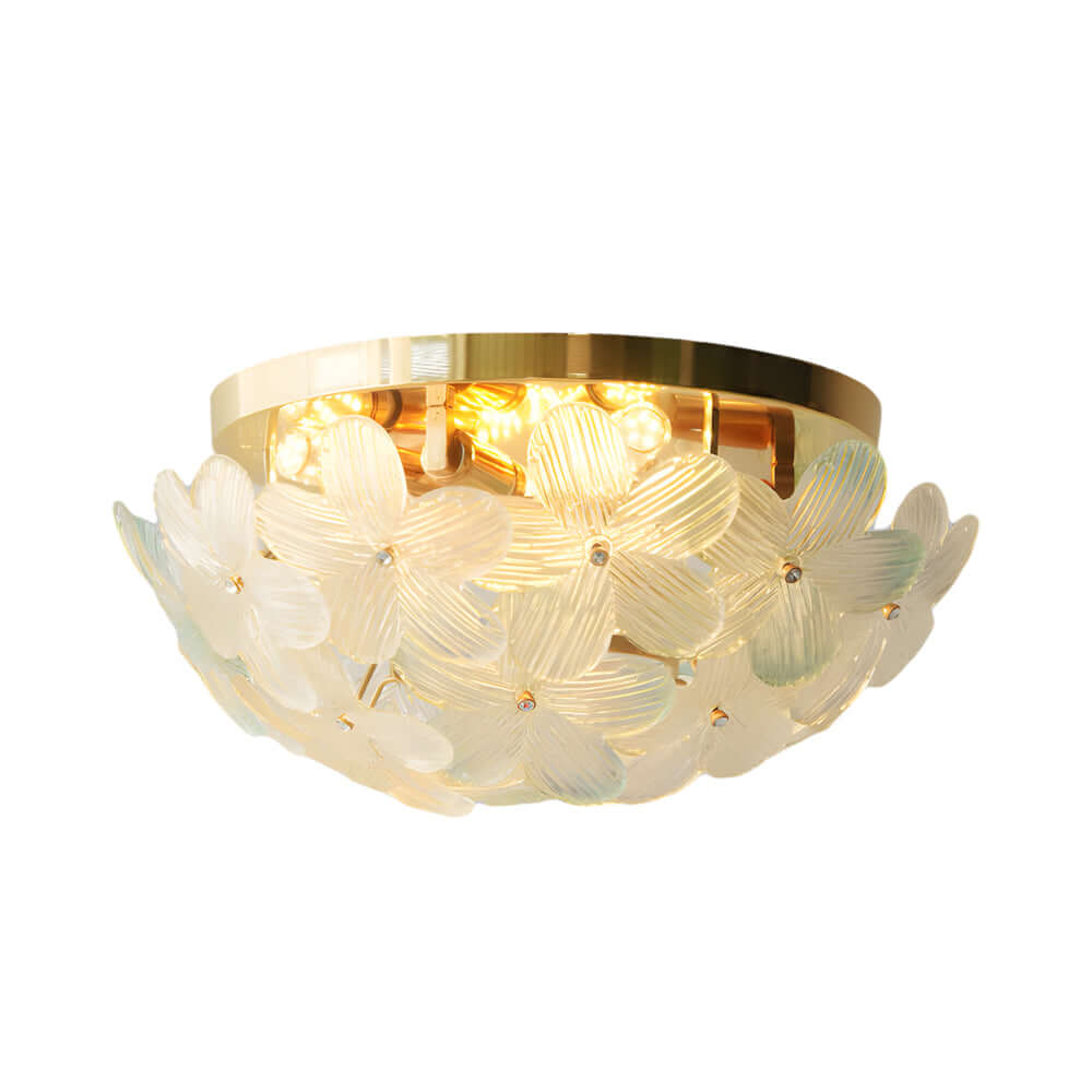 Glass Semi Flush Mount Ceiling Light French Petal Light