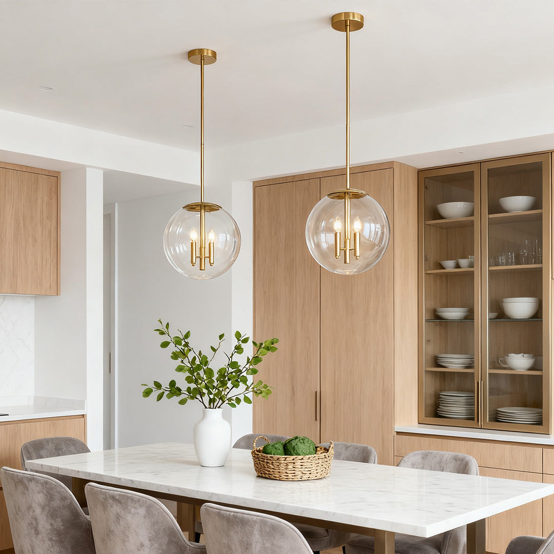 Clear Globe Pendant Light Transparent Glass Elegant Ceiling Light