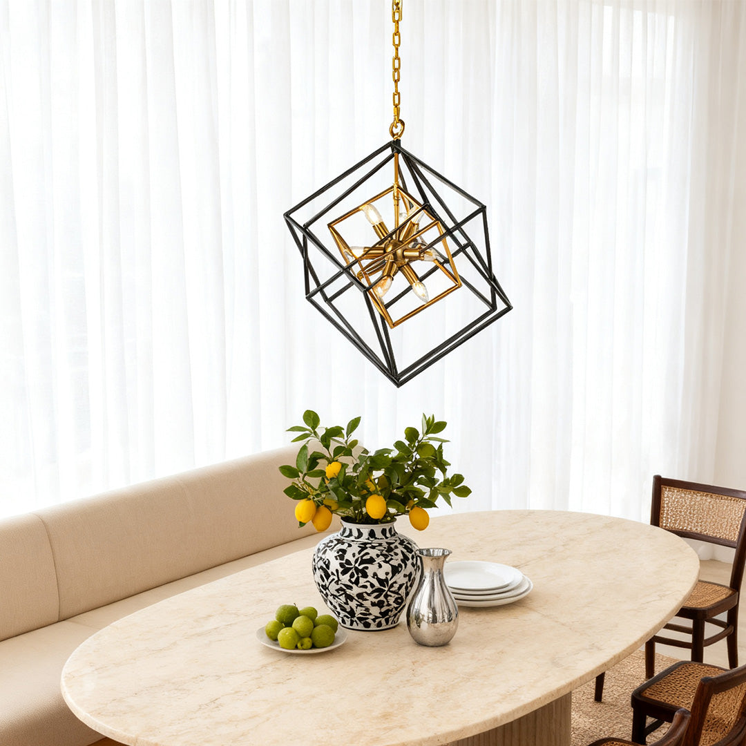 Industrial Dual-Color Iron Square Pendant