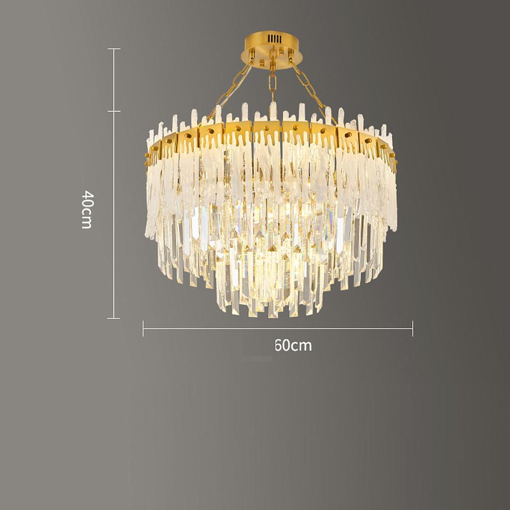 Nordic Style Round Gold Crystal Chandelier: 16” cord, Gold, Neutral Light