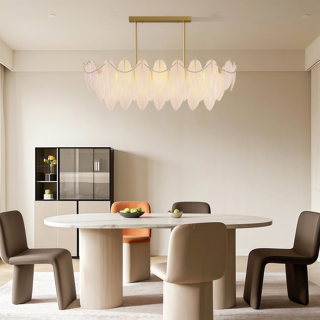 Feathers Chandelier Modern Full-Copper Pearl Ceiling Light