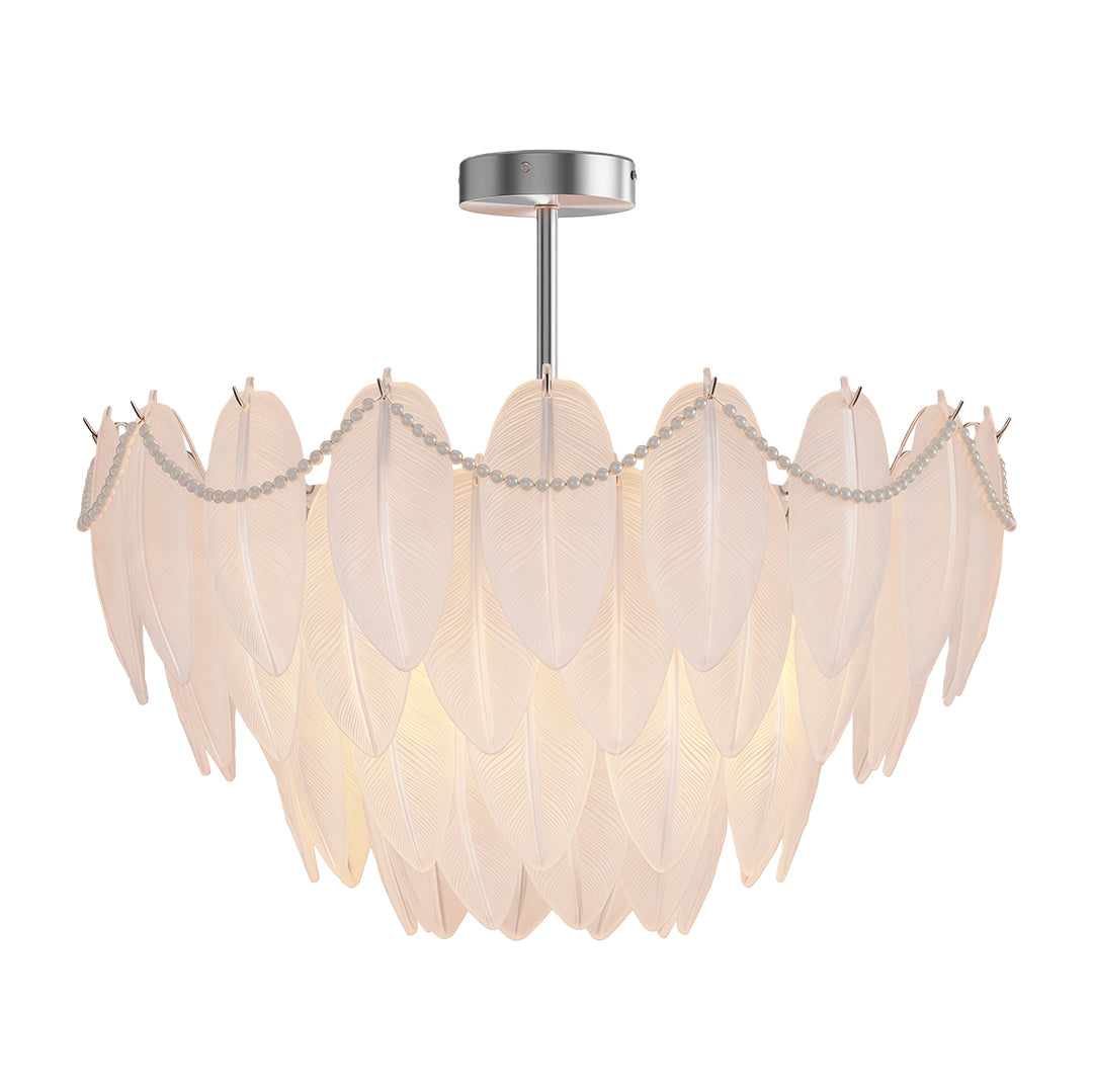 Feathers Chandelier Modern Full-Copper Pearl Ceiling Light