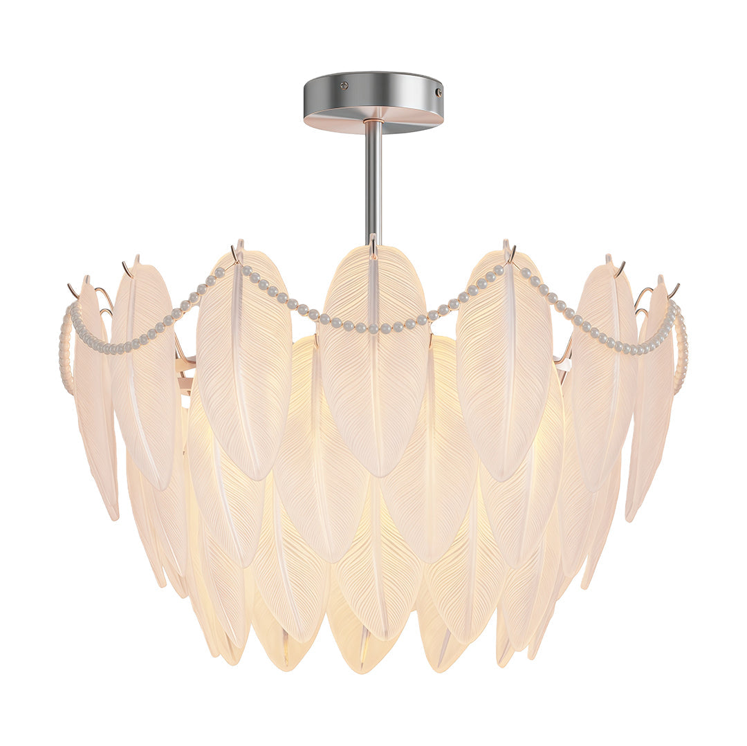 Feathers Chandelier Modern Full-Copper Pearl Ceiling Light