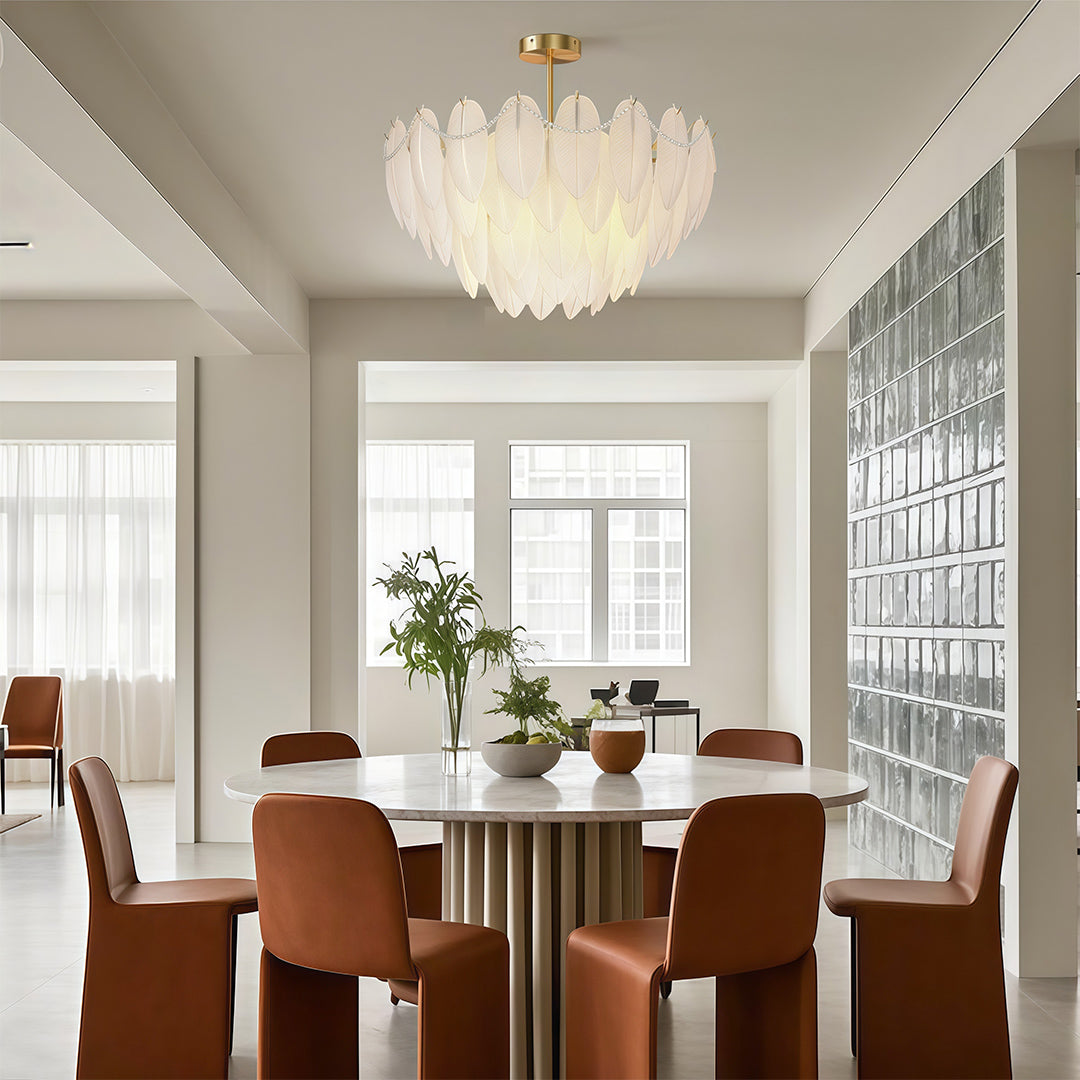 Feathers Chandelier Modern Full-Copper Pearl Ceiling Light