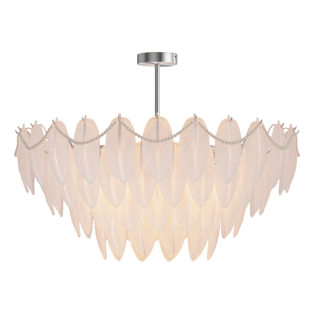 Feathers Chandelier Modern Full-Copper Pearl Ceiling Light