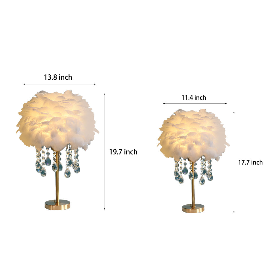 Feather Table Lamp Modern LED Crystal Tassel Ambient Light