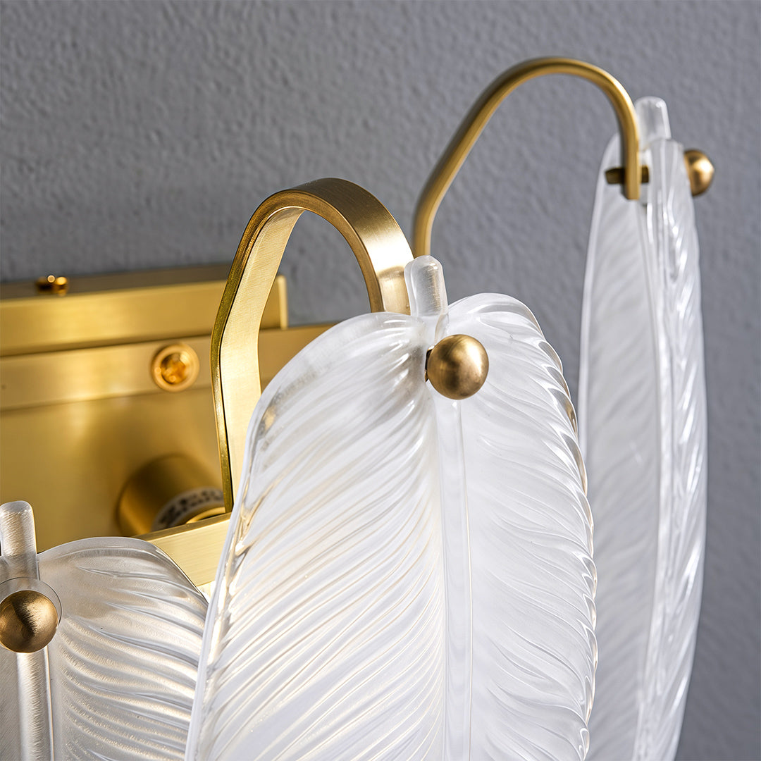 Feather Wall Light French Luxury Full Copper Glass Lamp