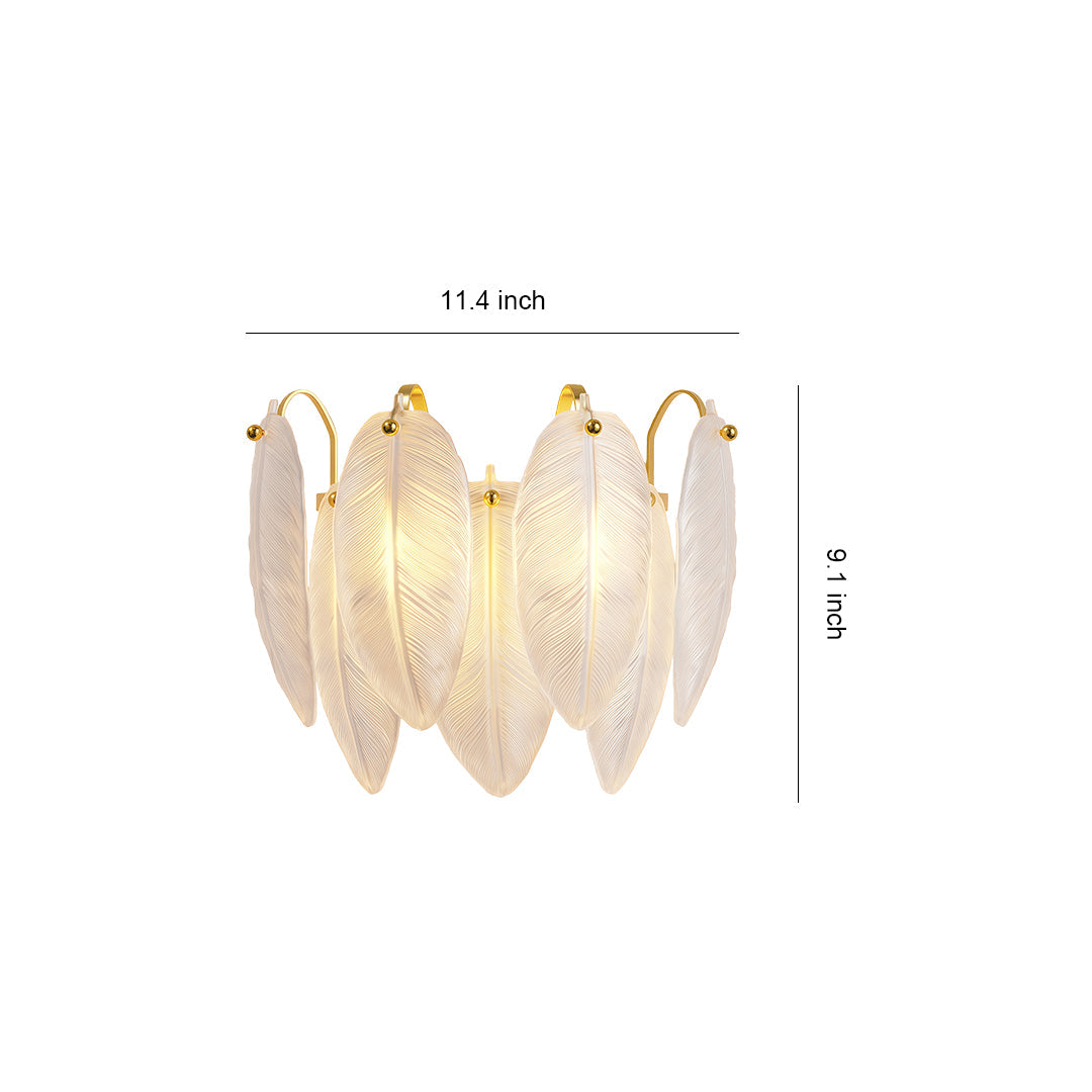 Feather Wall Light French Luxury Full Copper Glass Lamp