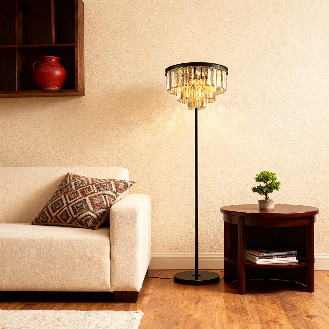 Floor Crystal Lamp American Glamorous Decorative Standing Luxury Light