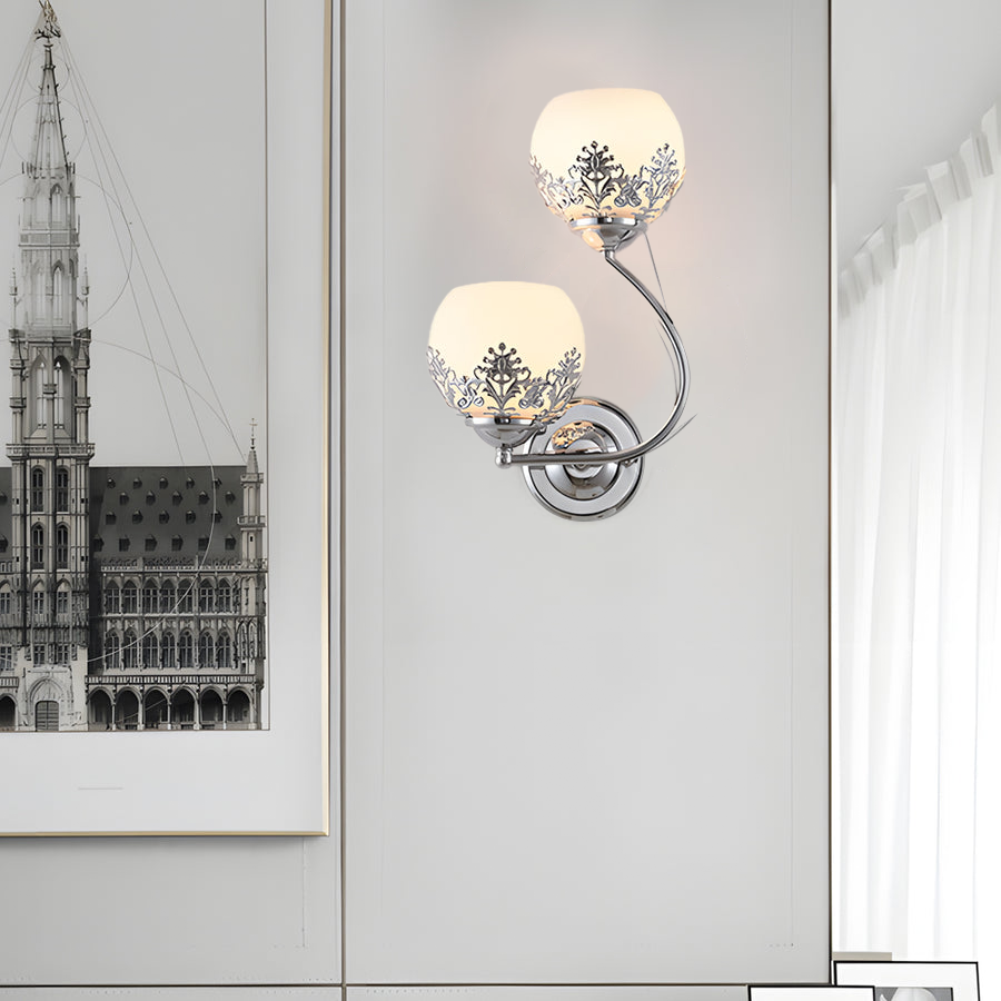 Floral Wall Sconces Retro Dual-Light Glass LED Lighting