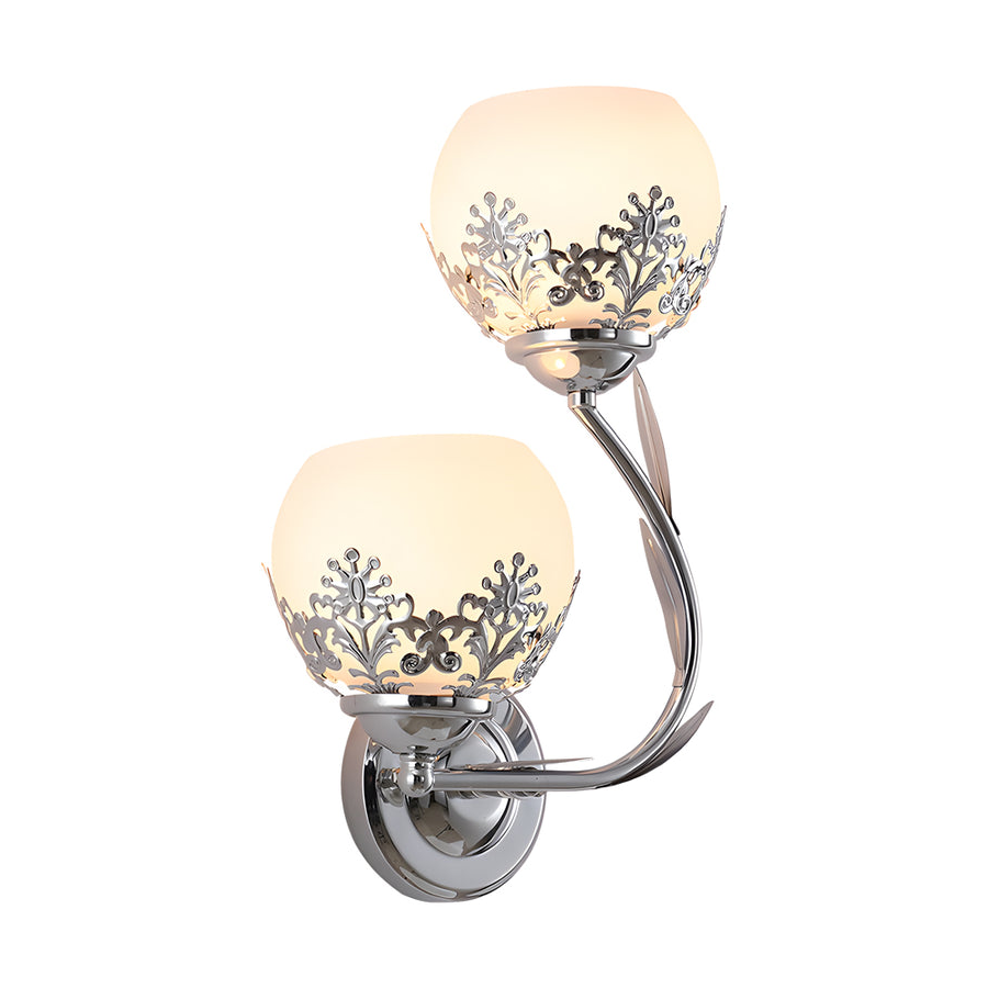 Floral Wall Sconces Retro Dual-Light Glass LED Lighting