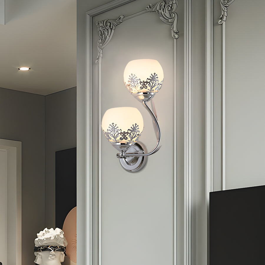 Floral Wall Sconces Retro Dual-Light Glass LED Lighting