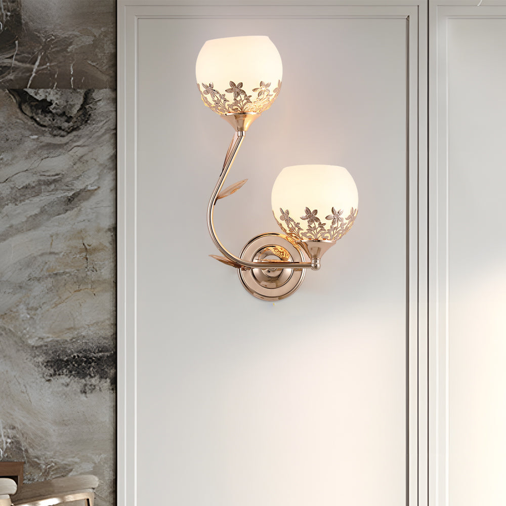 Floral Wall Sconces Retro Dual-Light Glass LED Lighting