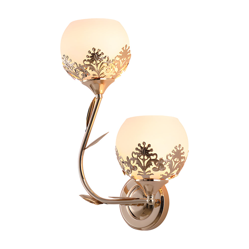 Floral Wall Sconces Retro Dual-Light Glass LED Lighting