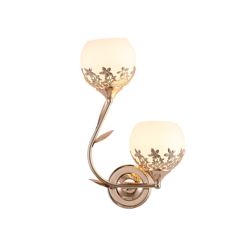 Floral Wall Sconces Retro Dual-Light Glass LED Lighting