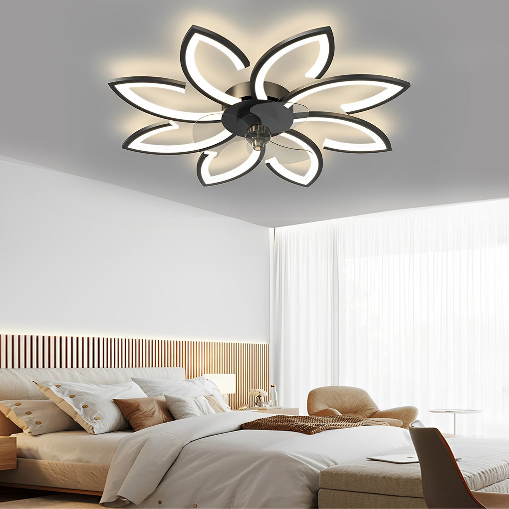 Flower Ceiling Fan with Light Modern Smart Silent LED Light