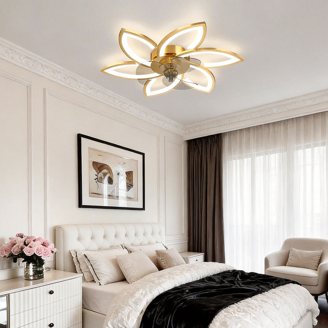 Flower Ceiling Fan with Light Modern Smart Silent LED Light