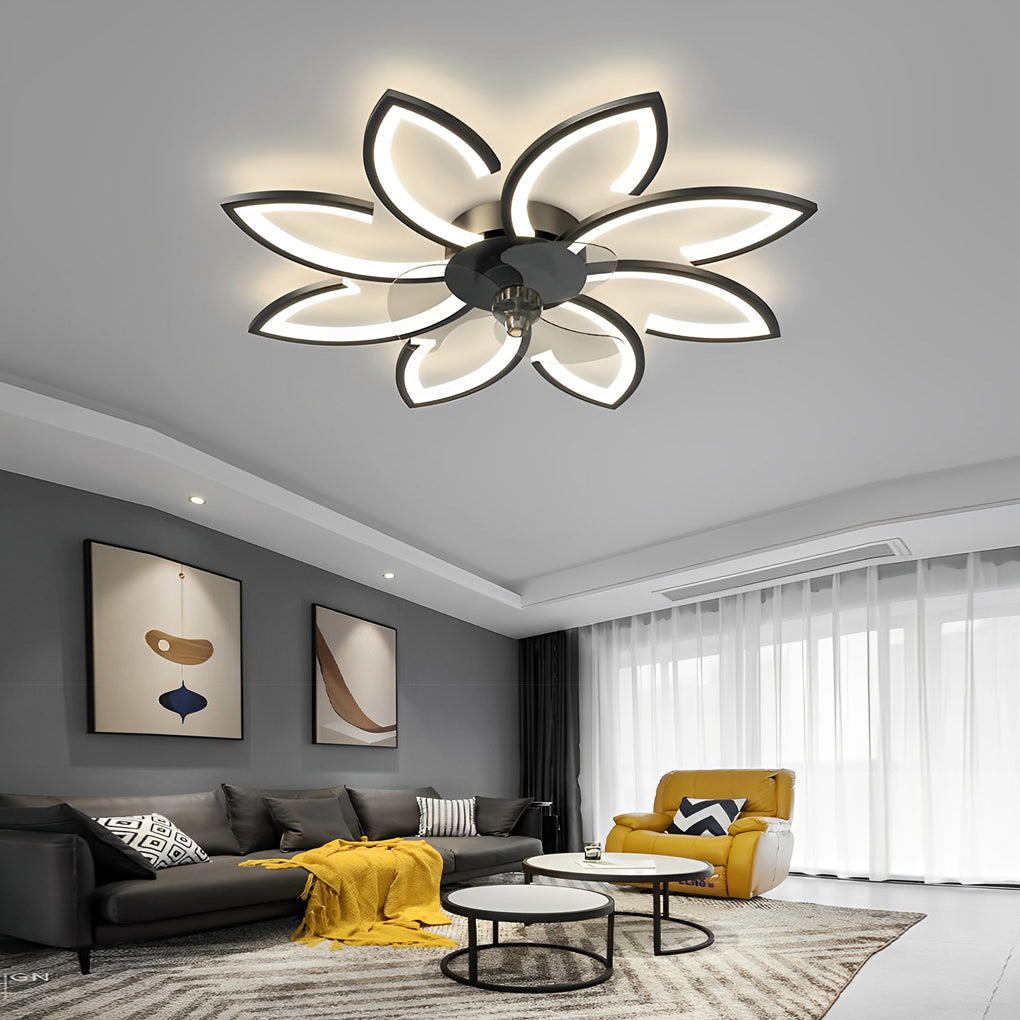 Flower Ceiling Fan with Light Modern Smart Silent LED Light