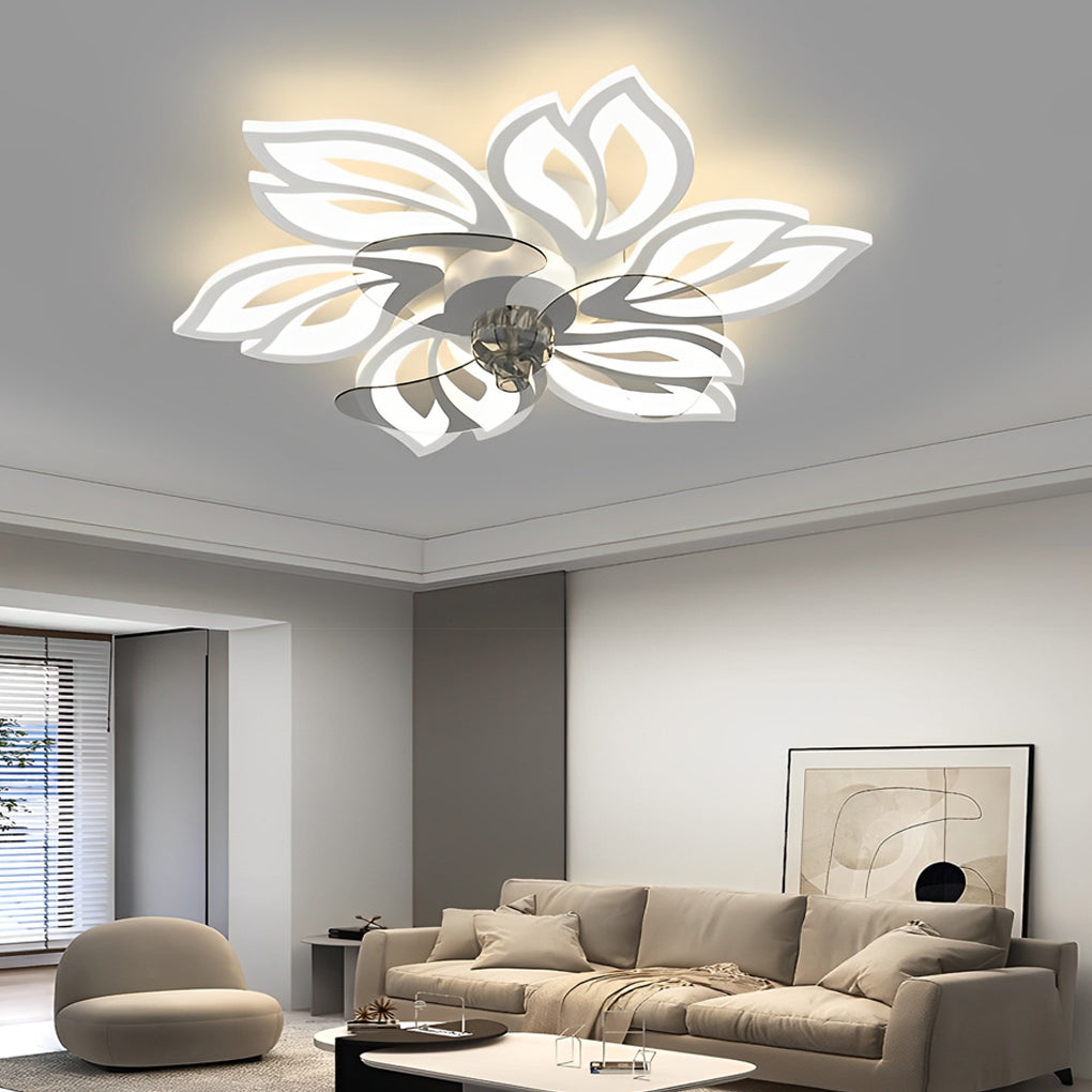 Flower Ceiling Fan with Light Modern Smart Silent LED Light