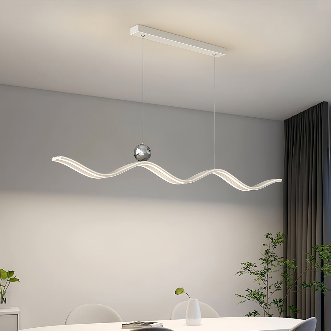 Linear LED Pendant Light Contemporary Wave Shaped Ceiling Light